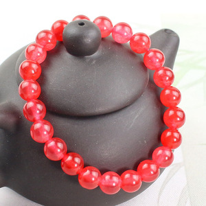 <b>Red</b> Quartzite Jade Beaded <b>Bracelet</b> 8mm Round Everyday Wear Chinese Style Jewelry - Product Image 4