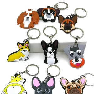 Llavero de PVC suave de perro de dibujos animados personalizado 3D 2D regalo de promoción llavero logotipo personalizado Animal fútbol Rugby llaveros anillos