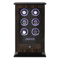 Remote kontrol layar sentuh Lcd otomatis, jam tangan otomatis Gyro 6 Slot kayu mewah 6 Led dengan sertifikat SABER