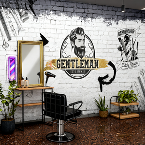 Papel Tapiz Moderno Personalizado de Terciopelo Xuan Antiestático, Antimoho y Resistente a la Humedad, Diseño de Ladrillo, para Barbería, Entretenimiento y Hogar - Product Image 1