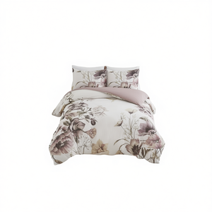 Set Copripiumino in Cotone con Stampa Floreale, 3 Pezzi, Biancheria da Letto Classica - Product Image 1