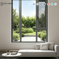 Ventanas Abatibles Modernas de Aluminio Negro para Nigeria, Ventanas de Doble Vidrio con Ahorro de Energía y Barra Antirrobo
