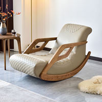 Nouvelle chaise à bascule de luxe en bois de frêne massif, fauteuil inclinable haut de gamme en cuir, pour balcon et maison