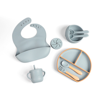 Eversoul Lot de 9 assiettes à ventouse double couleur pour bébé, plats divisés incassables, produits de salle à manger pour enfants, ensemble d'alimentation en silicone pour bébé