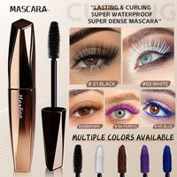 Mascara crème vegan waterproof longue tenue, coloré, noir, pour cils recourbés et allongés, avec fibres.