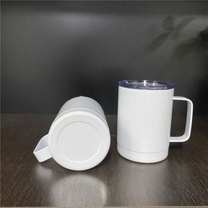 Vasos Térmicos de Acero Inoxidable para Sublimación, Blancos Brillantes, de 10 oz, con Asa y Tapa Deslizante, para Campamento - Product Image 3