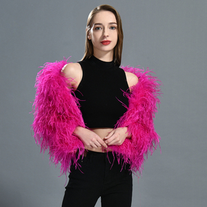 Veste en vraie fourrure de plumes pour filles, manteau en plumes d'autruche véritable, sexy et doux, pour femmes, de luxe, d'hiver, personnalisé de haute qualité, en gros - Product Image 2