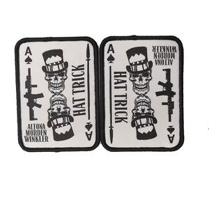 Custom Embroidered Iron-On Hook Loop Woven Canvas <b>Label</b> Patch Wholesale Brand Your Logo Badge Merrow Border Patches for Clothing - Product Image 2