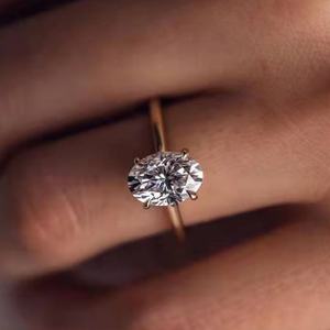 Anillo de Diamante Moissanite Ovalado de 2 Quilates, Clásico, de 4 Puntas, Personalizado, de Oro Blanco de 18 Quilates, Oro Amarillo, Joyería Fina, Anillo de Compromiso - Product Image 6