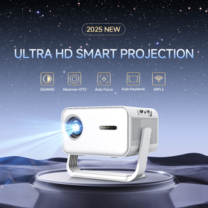 Proyector LED LCD Portátil de 260 Lúmenes, Compatible con 1080P y 4K, con Lente de Tiro Corto Inteligente Android para Cine en Casa y Noches de Cine al Aire Libre - Product Image 1