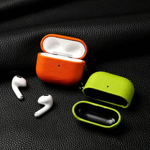 Funda para Auriculares AirPods Pro 2 con Textura de Litchi, Funda de Cuero de Cobertura Total de Tercera Generación, Funda Protectora de Cuero PU Suave - Product Image 1