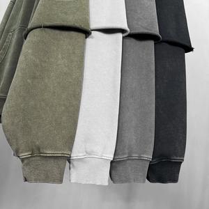 Sweat à capuche thermique rétro délavé pour homme, style streetwear, 430 g/m², 100 % coton, coupe oversize ample en molleton bouclette, très populaire - Product Image 2