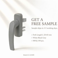Manilla de Aluminio para Ventana, Tipo Espagnolette, Apertura Exterior, Forma de L, Palanca Ergonómica, Base de 32x115 mm, Distancia entre Orificios de 92 mm, Tornillos M5
