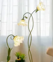 Vintage pastorale LED E27 lampadaires vert fleur forme verre appliques salon chambre moderne décoration de la maison debout