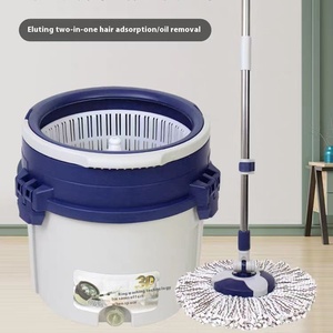 Cubo de elevación rotativo de acero inoxidable, fregona de lavado doméstica manos libres a presión manual - Product Image 6