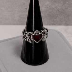 Heart Shaped <b>Titanium</b> Steel <b>Ring</b> With Resin Inlay Bezel Setting Unisex Fashion Jewelry Gift SA367 - Product Image 2