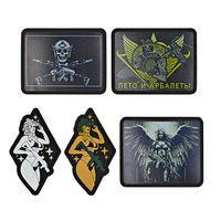 Badge tactique en caoutchouc souple PVC pour impression UV, motif crâne, forme rectangulaire/diamant, pour sac à dos et vêtements