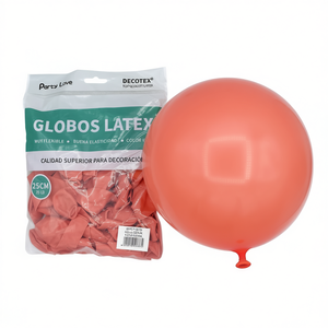 Globos de Látex Party Love de 25 cm, Color Rojo Coral, Redondos, para Decoración - Product Image 3