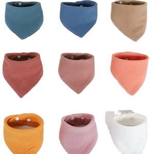 Grosir celemek bayi kustom Bandana segitiga Bib dengan kancing penutup 100% katun dapat disesuaikan dan menyerap - Product Image 2