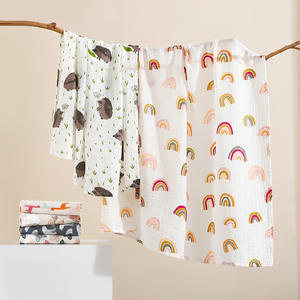 Nouveau quatre saisons doux respirant 100% coton mousseline bébé couverture avec plume de soie remplissage tissé motif fleurs étoiles nouveau-nés - Product Image 4