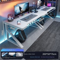 Bureau de chambre minimaliste en bois pour bureau à domicile double et poste de travail gaming avec design modulable