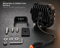Projecteur de travail LED 45W, carré 3,78 pouces, 10-30V DC 12V 24V IP67, rétroéclairage ambre, pour camion, SUV, tout-terrain, 4x4, blanc