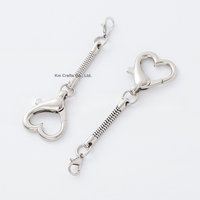 Mousqueton en forme de cœur chromé pour porte-clés, crochet de serrage, connecteur de chaîne serpent pour la fabrication de bijoux et accessoires