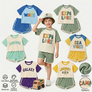 Venta al por mayor de peleles de algodón para bebés, estilos variados, listos para enviar, conjuntos de verano de 2 piezas para bebés, niñas y niños, lote en stock. - Product Image 4
