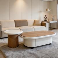 Ensemble de tables basses pour salon, design moderne, style crème, table centrale en bois durable et écologique, meubles de salon avec rangement