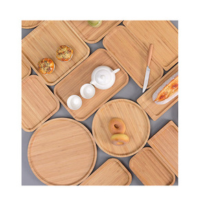 Bamboo <b>Tray</b> Rectangular Round With Handle For <b>Tea</b> Fruit Bread Serving Home Kitchen Use - Product Image 4
