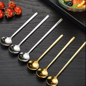 Hot Sale Stainless Steel Round Spoon Coffee Spoon Fancy Sugar <b>Dessert</b> Teaspoon Bar Cafe Tableware - Product Image 2