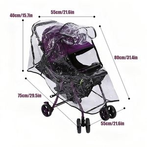 Housse de pluie universelle transparente, respirante, imperméable, coupe-vent et anti-poussière pour poussette avec fermeture éclair, protection contre les intempéries pour le voyage - Product Image 3