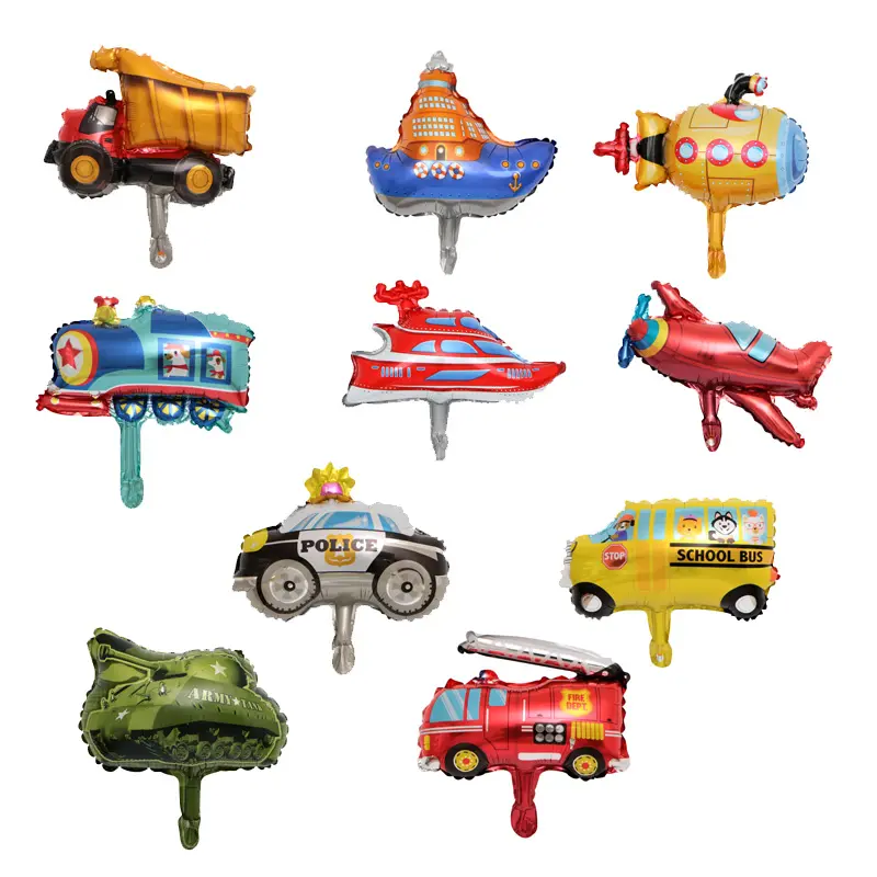 뜨거운 판매 만화 교통 자동차 학교 버스 선박 공기 충전 미니 모양 호일 풍선