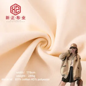 40% algodão 60% poliéster alta elástica Pique tecido poliéster algodão tecido para casaco