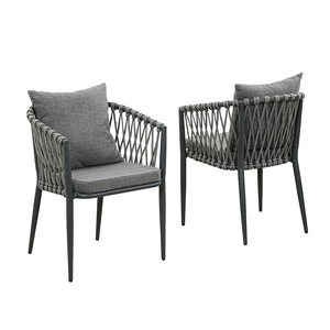 للبيع بالجملة كرسي حديقة من الراتان مصنوع من الألومنيوم المنسوج بحبل خارجي عصري أثاث للفناء مسند للذراعين مقاوم للماء وسريع الجفاف - Product Image 3