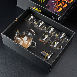 Juego de Té de Vidrio Transparente, Tetera Kung Fu de Borosilicato con Tapa, para Hogar u Oficina, para Preparar Té de la Tarde - Product Image 1