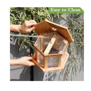 Casa per uccelli in legno all'aperto gabbia per allevamento a forma di esagono Gazebo mangiatoia per uccelli appesa gabbia per allevamento piccole gabbie per uccelli - Product Image 6