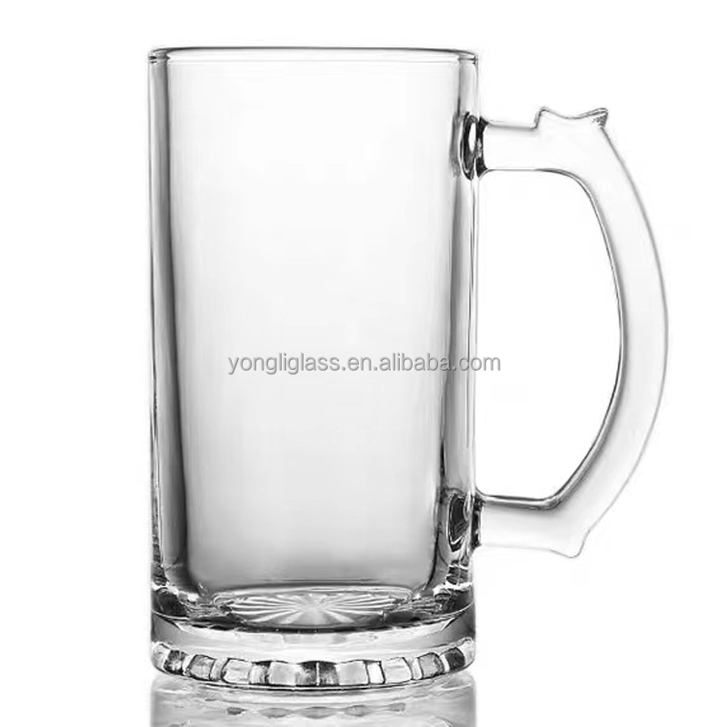 Factory in stock High Quality big capacity handle Beer clear Stein Glass 16oz 26oz 1L Beer Glass Cup with handle