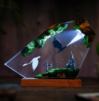 Lampe LED en résine anime personnalisée, art déco en époxy fait main, diorama, veilleuse, design moderne, cadeau personnalisé pour PC