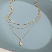 Collier double multicouche en cuivre avec chaîne maille forçat, motif rayures verticales, pour femme, style sportif, transfrontalier
