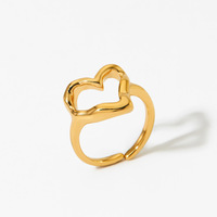 Bague ajustable en acier inoxydable Gaovo en forme de cœur ouvert pour femme, bijou minimaliste romantique, accessoire de mode, idée cadeau