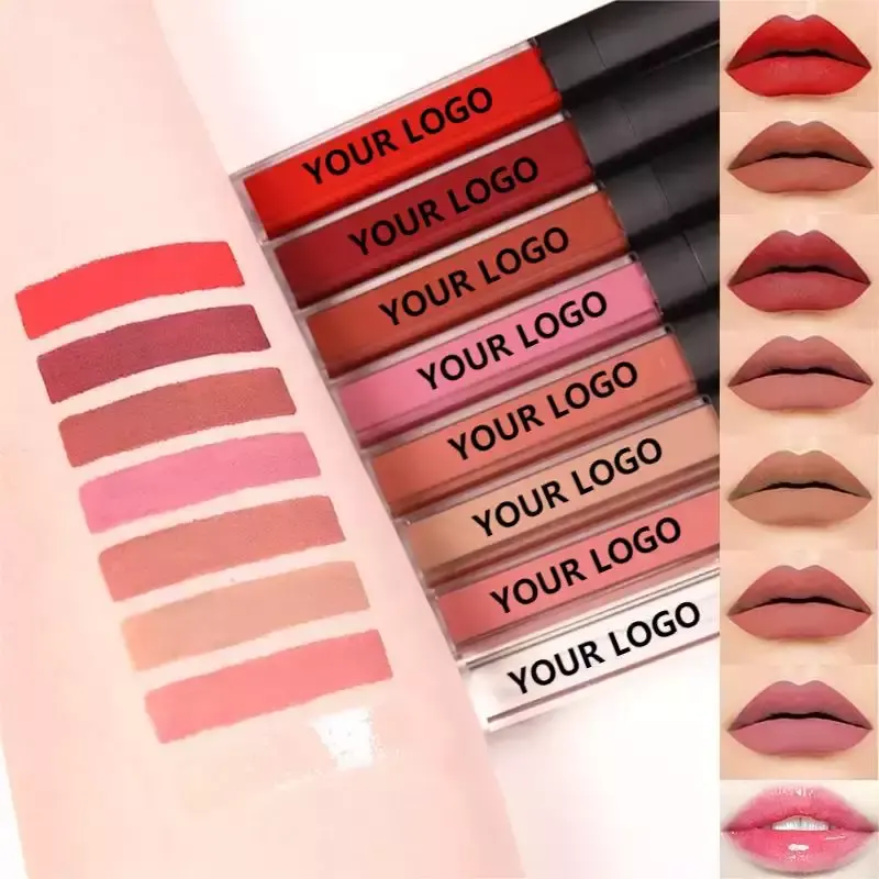 24 Colors Matte Lipstick Private Label Custom Lipgloss Waterproof Lip Gloss Not Stick Cup Liquid Makeup Matte Lipsticks