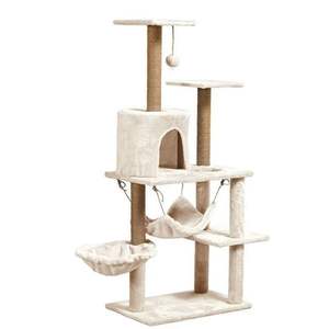 Pohon Kucing Modern Ramah Lingkungan 3 Tingkat 150cm, Tiang Garukan, Sarang, Hammock, Papan Cakar, Rangka Panjat Kayu Solid - Product Image 4