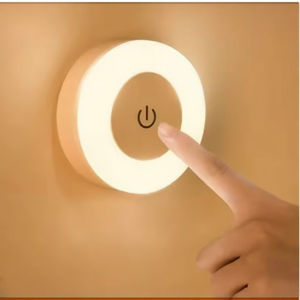 Lampe murale LED ronde à capteur tactile, intensité réglable, rechargeable par USB, sans fil, mini lampe en ABS pour chambre, couloir, armoire, décoration - Product Image 3