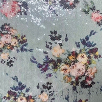 Tissu en maille polyester spandex de haute qualité avec broderie en dentelle et impression numérique 3D à paillettes, tissu à sequins de 5 mm pour vêtements élégants