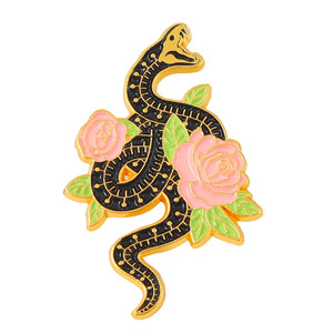 Ve Áo Pins Thể Thao Sắt Lưu Niệm Tùy Chỉnh Phù Hiệu Huy Hiệu Nhà Sản Xuất Vàng Rắn Cổ Áo Kim Loại Mạ USA Tối Thanh Kiếm Hoa Nhỏ Màu Đen OEM - Product Image 2