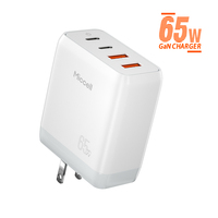 Chargeurs de téléphone GaN 65W Miccell en gros avec ports de charge rapide PD QC, chargeur mural USB Type-C universel pour téléphones mobiles