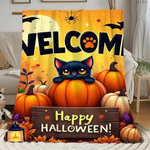 <b>Halloween</b> Pumpkin Ghost Witch Flannel <b>Blanket</b> Throw <b>Blanket</b> Nap <b>Blanket</b> Spooky <b>Halloween</b> Decor Cozy Warm Super Soft Custom Print - Product Image 3