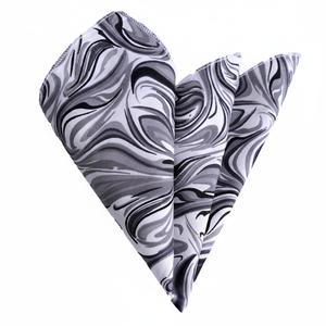 ผ้าเช็ดหน้าผ้าฝ้ายสีขาวดำเทาพิมพ์ลาย abstrac สำหรับผู้ชาย - Product Image 2