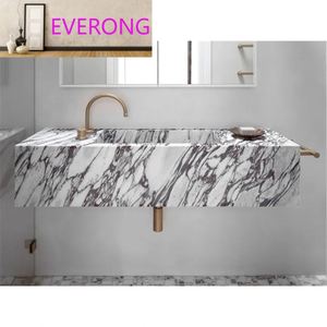 Évier de salle de bain en pierre naturelle personnalisé <span class=keywords><strong>EV</strong></span> STONE, lavabo en marbre Calacatta Viola massif pour meuble-lavabo de salle de bain - Product Image 3